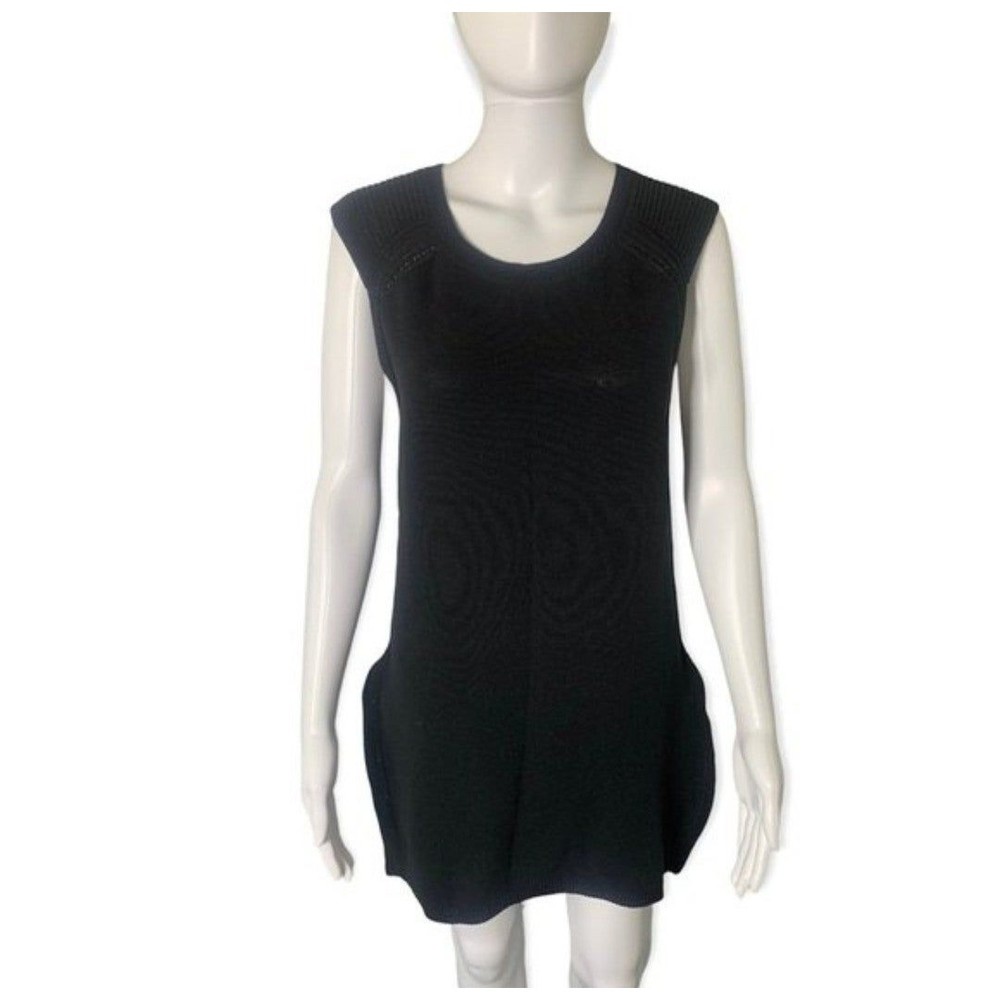 Athleta Sleeveless Crochet Black Mini Tunic Dress Women's Size Large